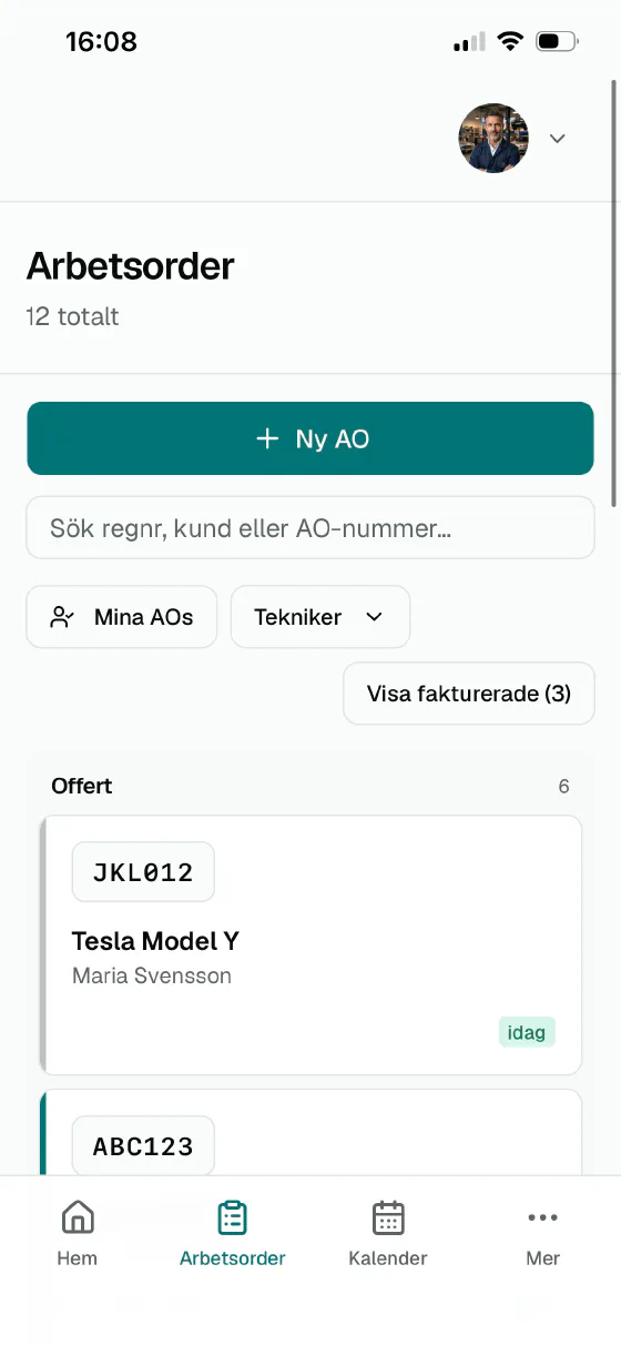 Arbetsorder i mobilen
